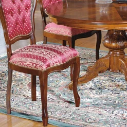 Wohnen Barock Essgruppe mit Tisch rund Magari & 4 Polsterstühlen Rot (fünfteilig)