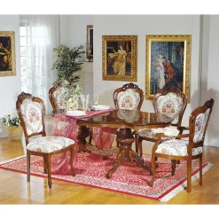 Wohnen Braune Möbel*Barock Esszimmer Gruppe Magari mit ovalem Tisch (sechsteilig)