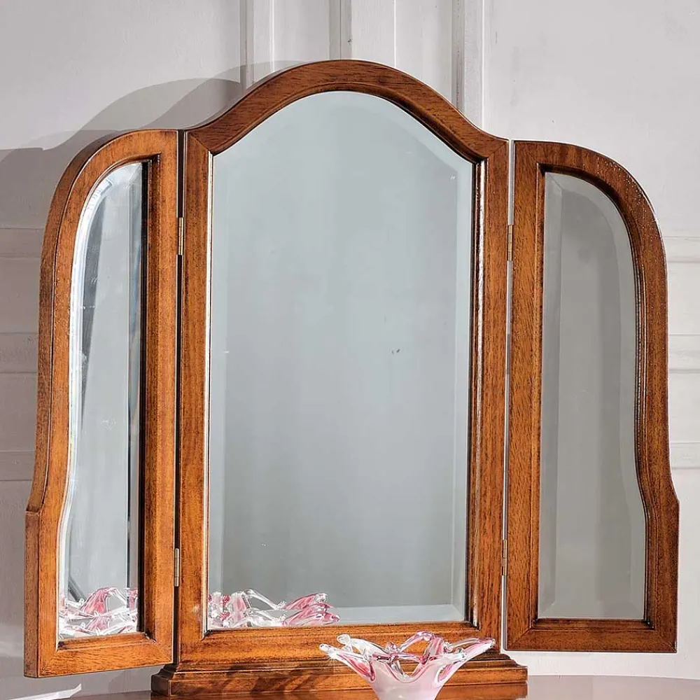 Wohnen Barock Frisierkommode mit Spiegel Agosto in Nussbaum