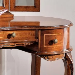 Wohnen Barock Frisierkommode mit Spiegel Agosto in Nussbaum