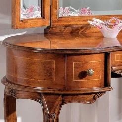 Wohnen Barock Frisierkommode mit Spiegel Agosto in Nussbaum