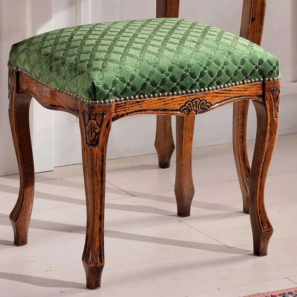 Wohnen Barock Frisiertisch mit Hocker Agosto in Nussbaum (zweiteilig)