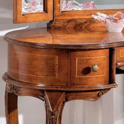 Wohnen Barock Frisiertisch mit Hocker Agosto in Nussbaum (zweiteilig)