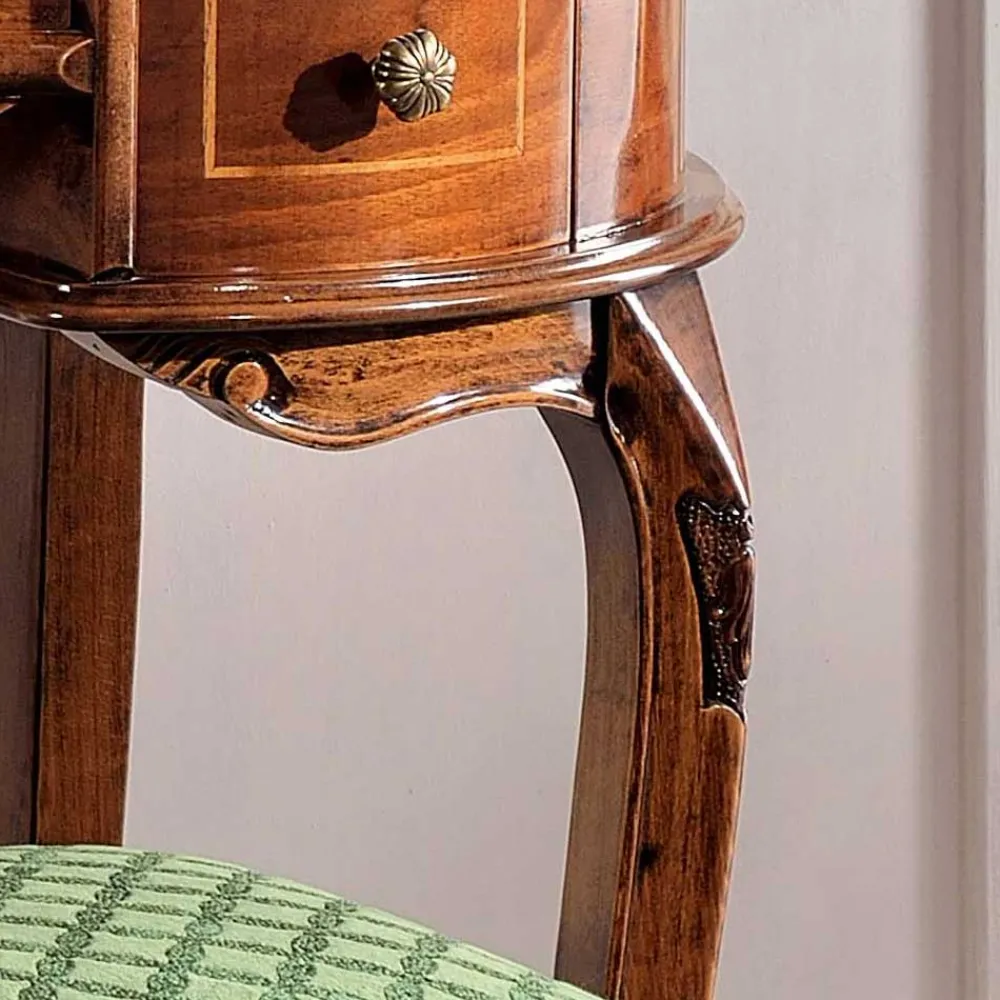 Wohnen Barock Frisiertisch mit Hocker Agosto in Nussbaum (zweiteilig)