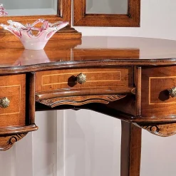 Wohnen Barock Frisiertisch mit Hocker Agosto in Nussbaum (zweiteilig)