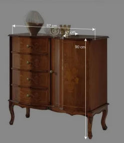 Wohnen Barock Möbel|Flurkommoden*Barock Kombi-Kommode in Nussbaumfarben - Motiz