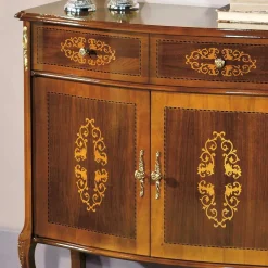 Wohnen Flurkommoden*Barock Kommode mit Intarsien Natale in Nussbaumfarben