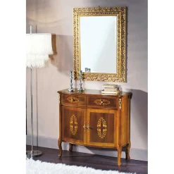 Wohnen Flurkommoden*Barock Kommode mit Intarsien Natale in Nussbaumfarben