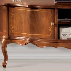 Wohnen Barock Lowboard für Fernseher Dentro in Nussbaumfarben