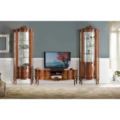 Wohnen Barock Lowboard für Fernseher Dentro in Nussbaumfarben