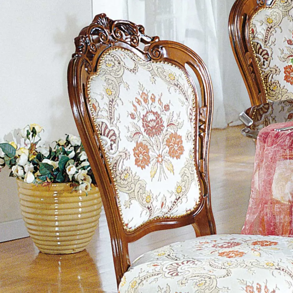 Wohnen Barock Möbel*Barock Polsterstuhl mit Blumen Muster Magari mit Massivholz