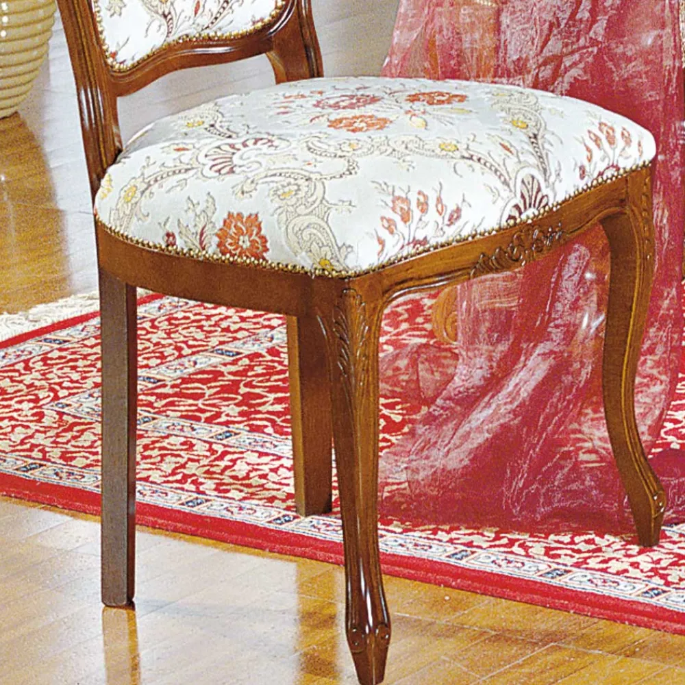 Wohnen Barock Möbel*Barock Polsterstuhl mit Blumen Muster Magari mit Massivholz