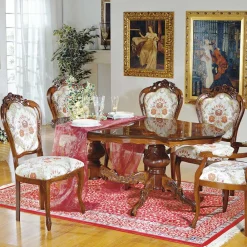 Wohnen Barock Möbel*Barock Polsterstuhl mit Blumen Muster Magari mit Massivholz