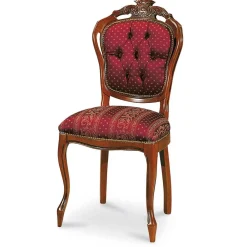 Wohnen Barock Polsterstuhl mit Massivholz Magari & Stoff Rot Gold