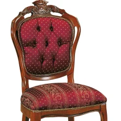 Wohnen Barock Polsterstuhl mit Massivholz Magari & Stoff Rot Gold