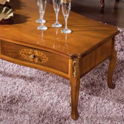 Wohnen Barock Wohnzimmertisch mit 2 Schubladen Natale in Nussbaum