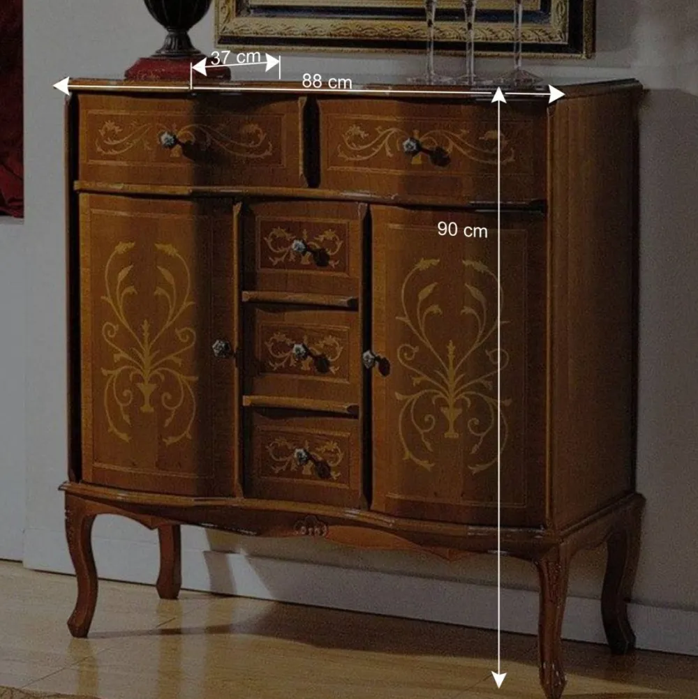 Wohnen Barocke Kombikommode Agosto mit 5 Schubladen