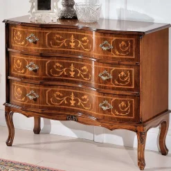 Wohnen Barocke Kommode mit 3 Schubladen Agosto in Nussbaum