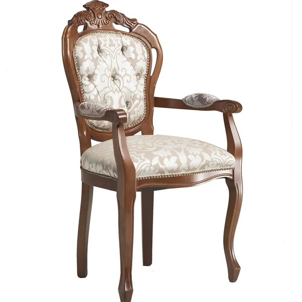 Wohnen Braune Möbel|Barock Möbel*Barocker Armlehnstuhl in Nussbaum Braun - Pablos (2er Set)