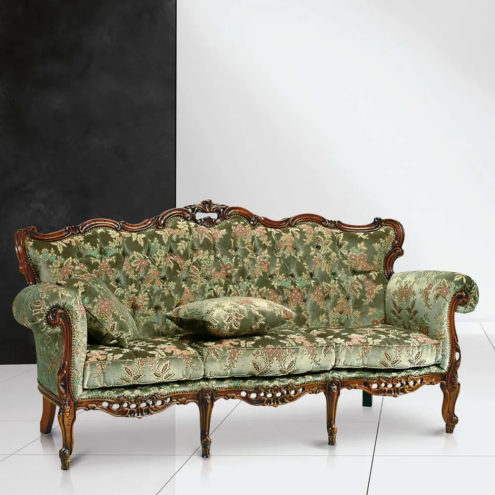 Wohnen Sofas|Sofa*Barock-Stil Sofa in Grün mit Blumen - Graz