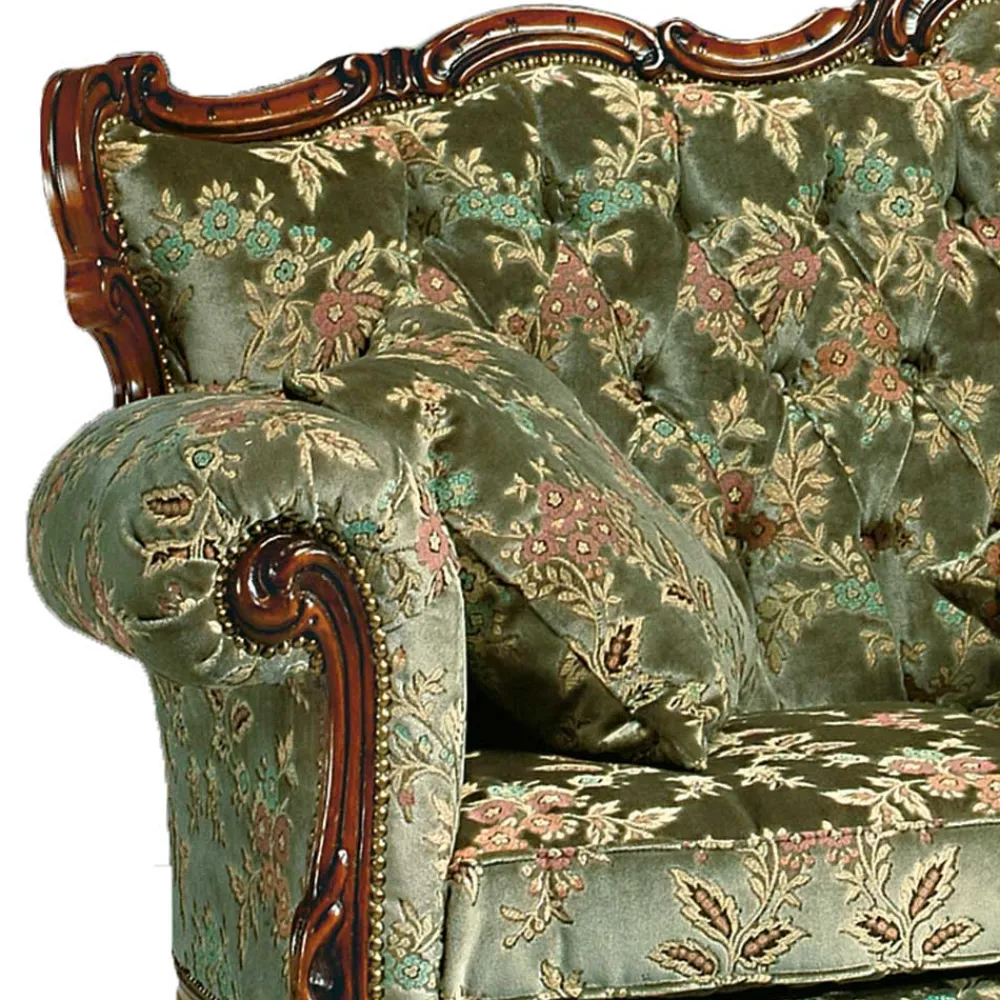 Wohnen Sofas|Sofa*Barock-Stil Sofa in Grün mit Blumen - Graz