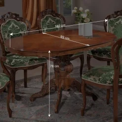 Wohnen Barock Möbel*Barocktisch mit Nussbaum Furnier Magari in Oval 140x90