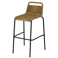 Wohnen Hocker|Barhocker*Barstühle aus Kordel in Hellbraun - Jakarto (4er Set)