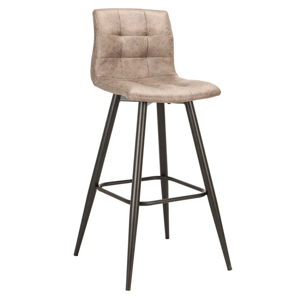 Wohnen Barhocker*Barstühle in Hellbraun Microfaser - Knox (2er Set)