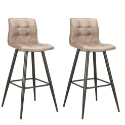Wohnen Barhocker*Barstühle in Hellbraun Microfaser - Knox (2er Set)