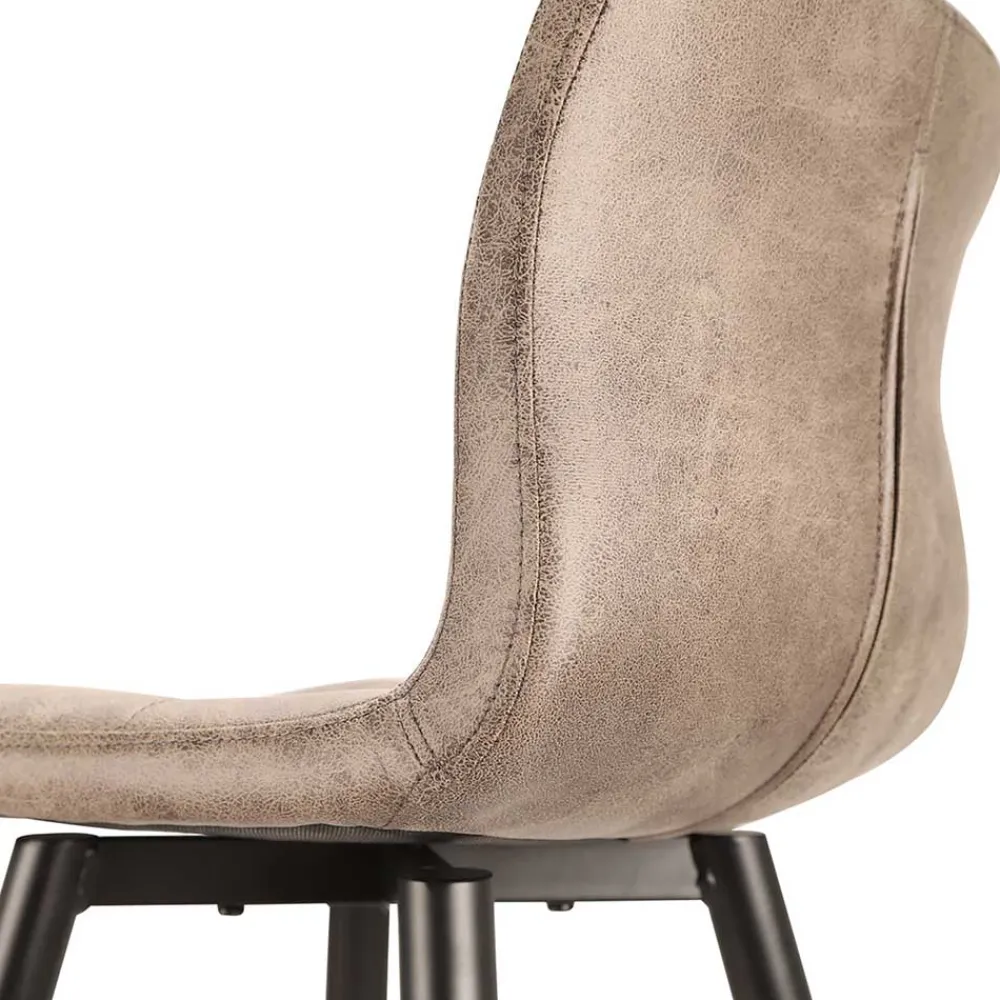 Wohnen Barhocker*Barstühle in Hellbraun Microfaser - Knox (2er Set)