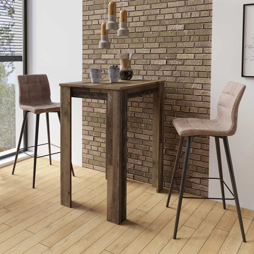 Wohnen Barhocker*Barstühle in Hellbraun Microfaser - Knox (2er Set)