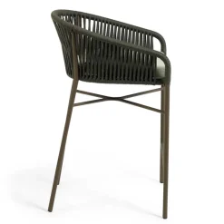 Wohnen Rattanmöbel*Barstuhl aus Geflecht in Dunkelgrün - Madias (4er Set)