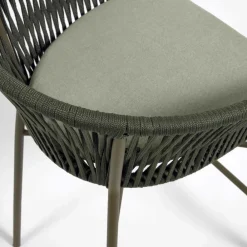 Wohnen Rattanmöbel*Barstuhl aus Geflecht in Dunkelgrün - Madias (4er Set)