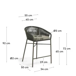 Wohnen Rattanmöbel*Barstuhl aus Geflecht in Dunkelgrün - Madias (4er Set)