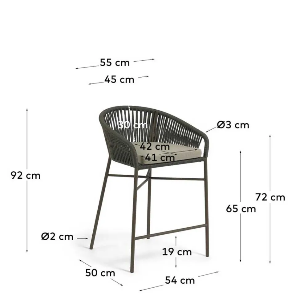 Wohnen Rattanmöbel*Barstuhl aus Geflecht in Dunkelgrün - Madias (4er Set)