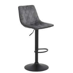 Wohnen Schwarze Möbel|Graue Möbel*Barstuhl aus Microfaser in Grau - Josephina (2er Set)