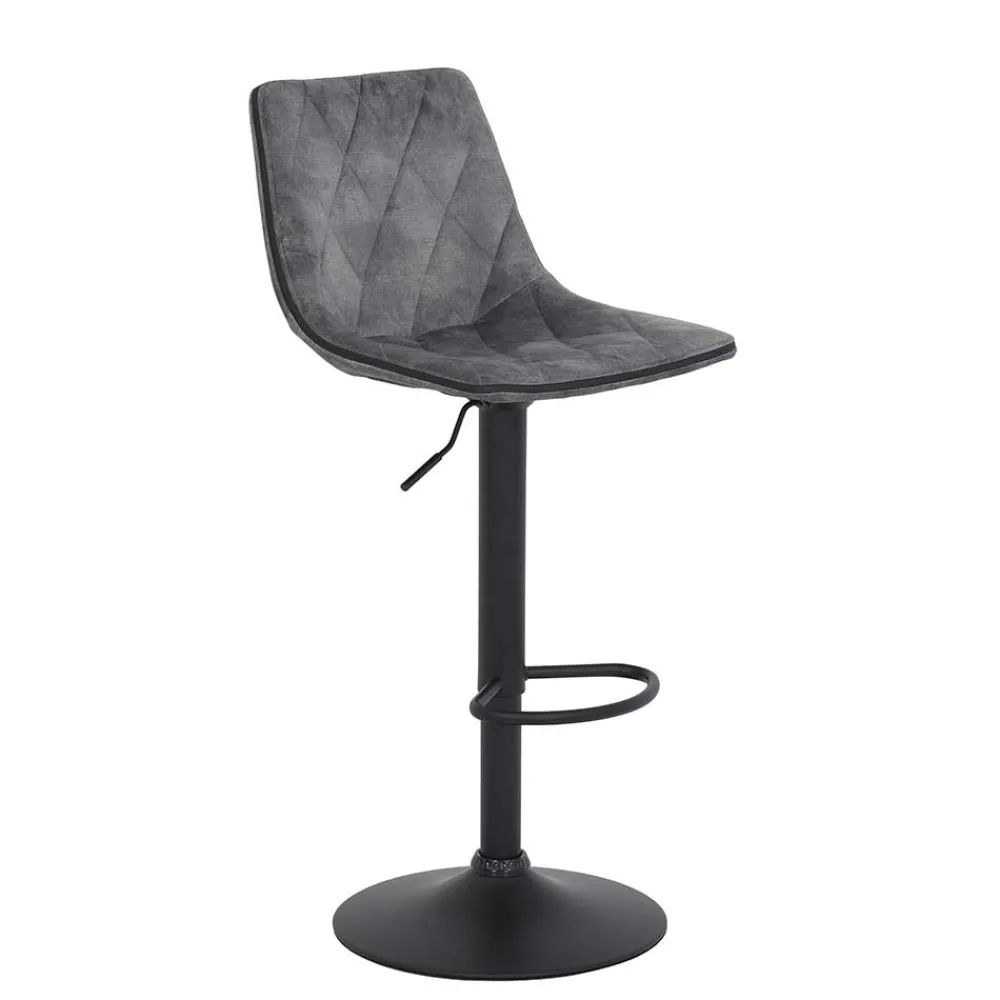 Wohnen Schwarze Möbel|Graue Möbel*Barstuhl aus Microfaser in Grau - Josephina (2er Set)