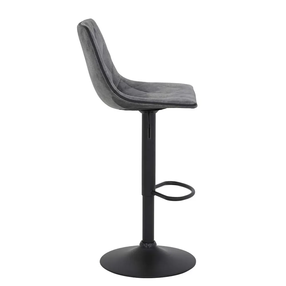 Wohnen Schwarze Möbel|Graue Möbel*Barstuhl aus Microfaser in Grau - Josephina (2er Set)