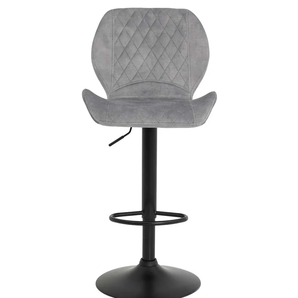 Wohnen Barhocker|Sessel & Hocker*Barstuhl aus Velours in Grau - Brooklyn (2er Set)