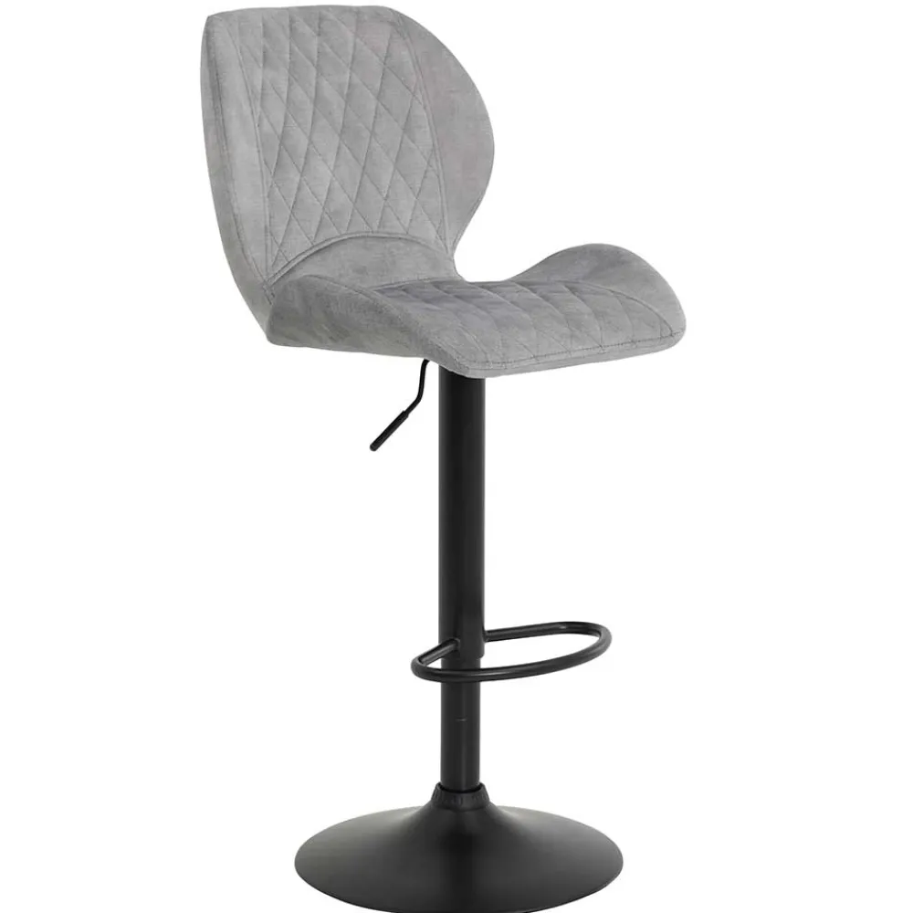 Wohnen Barhocker|Sessel & Hocker*Barstuhl aus Velours in Grau - Brooklyn (2er Set)