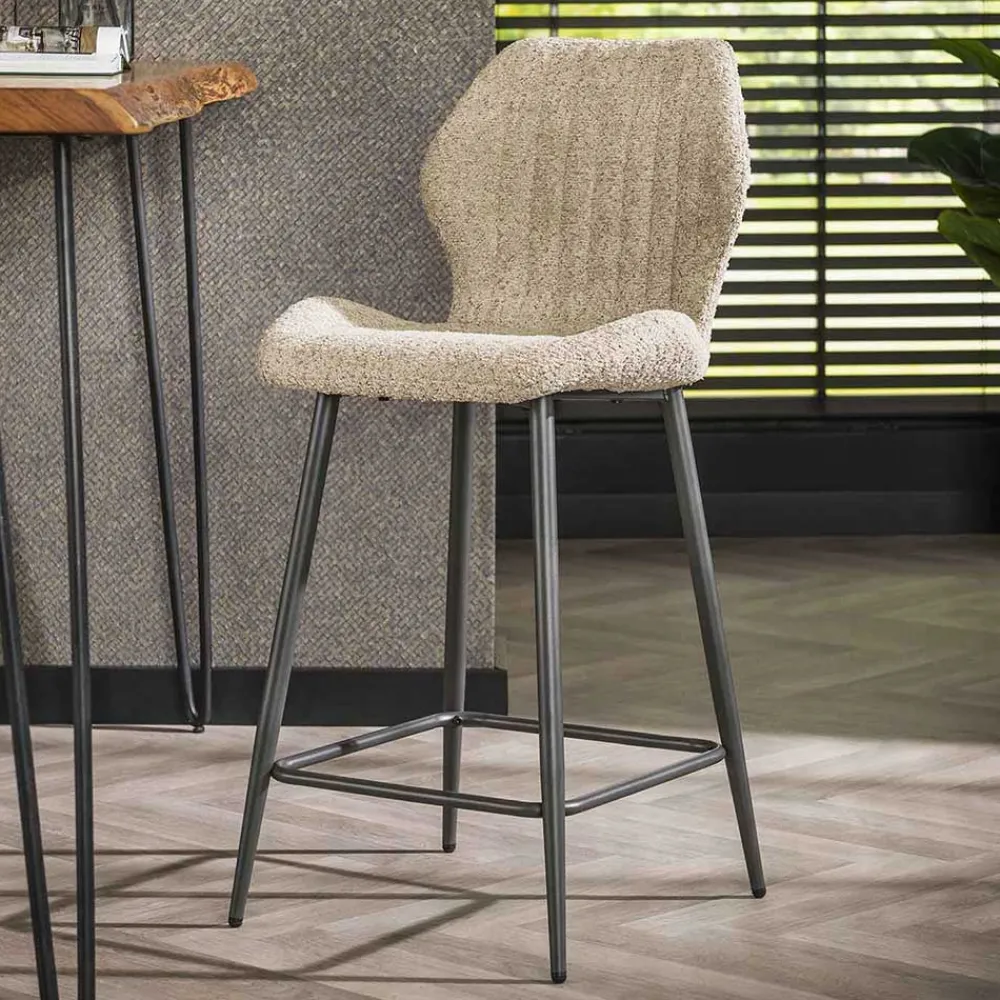 Wohnen Barstuhl in Beige Boucle - Maja (2er Set)