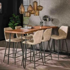 Wohnen Barstuhl in Beige Boucle - Maja (2er Set)