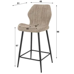 Wohnen Barstuhl in Beige Boucle - Maja (2er Set)