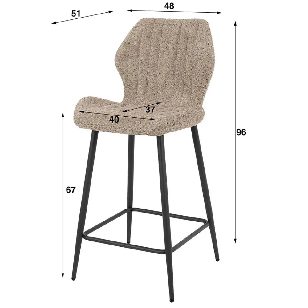 Wohnen Barstuhl in Beige Boucle - Maja (2er Set)