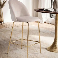 Wohnen Sessel & Hocker|Retro Möbel*Barstuhl in Beige und Gold - Furcios (2er Set)