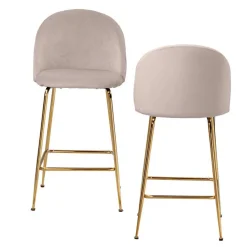 Wohnen Sessel & Hocker|Retro Möbel*Barstuhl in Beige und Gold - Furcios (2er Set)