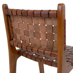 Wohnen Barstuhl in Braun Leder Geflecht - Nufreda