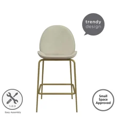 Wohnen Barstuhl in Creme mit Messing - Rucia