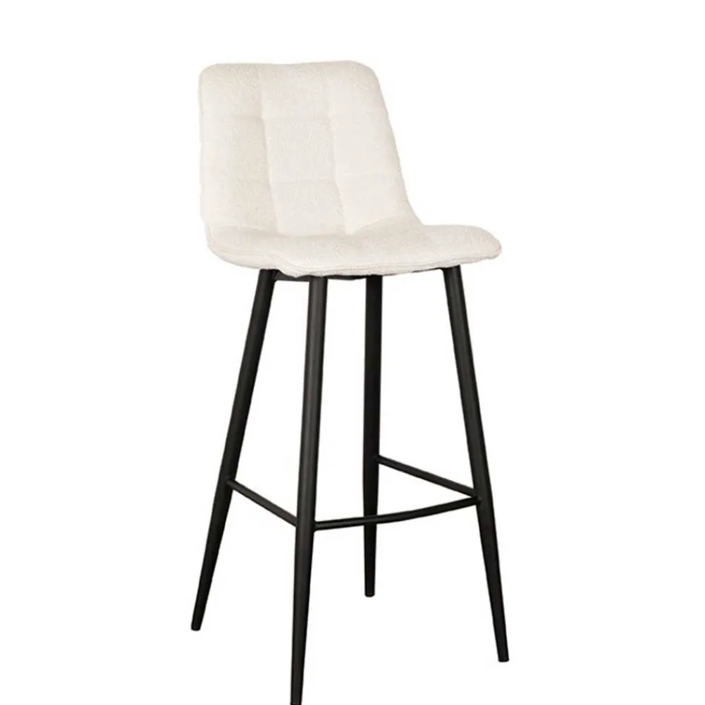 Wohnen Barhocker*Barstuhl in Cremeweiß Bouclebezug - Gray (2er Set)