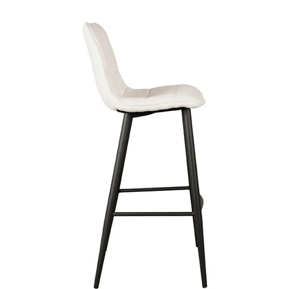 Wohnen Barhocker*Barstuhl in Cremeweiß Bouclebezug - Gray (2er Set)